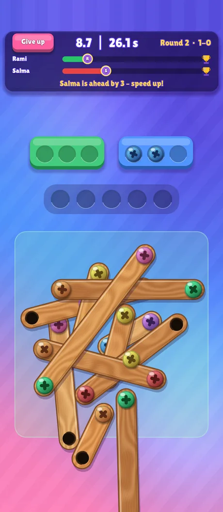 Twist Duel live online match with both players’ progress bars
