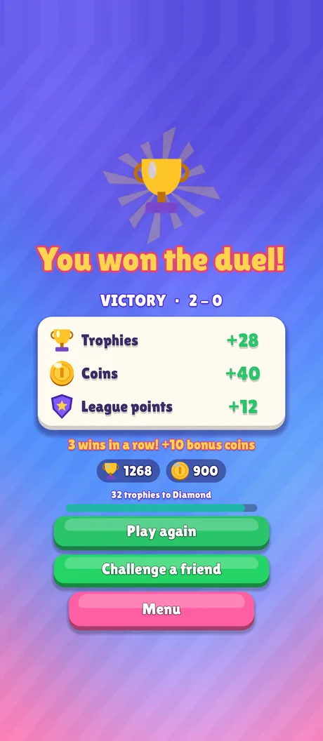 Twist Duel match won screen with rewards